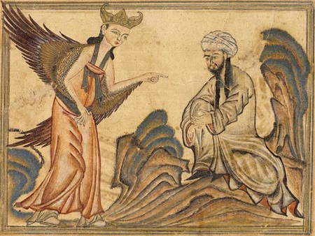 Mohammed receiving revelation from the angel Gabriel