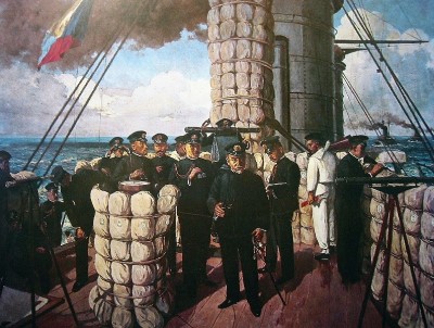 Admiral Heihachirō Tōgō on the Bridge of the Japanese Battleship Mikasa, before the Battle of Tsushima in 1905